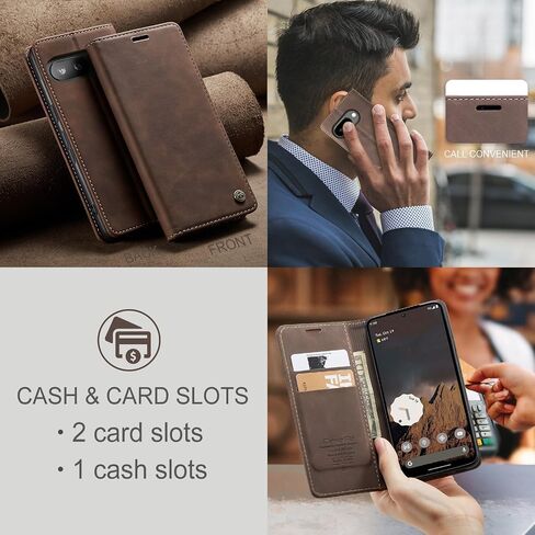 Kowauri for Google Pixel 9a Case, Leather Wallet Case Classic Design with Card Holder Slot and Magnetic Closure Flip Fold Shockproof Durable Protective Phone Case for Google Pixel 9a (Coffee) in Saudi Arabia