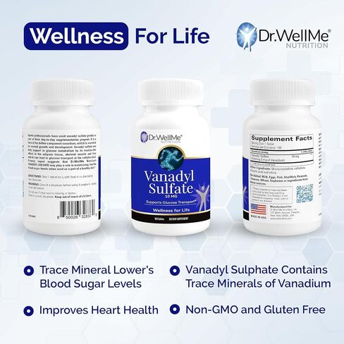 Dr.WellMe Nutrition Vanadyl Sulfate Supplement 10 mg, Maintains Healthy Blood Sugar Level, 100 Tablets in Saudi Arabia