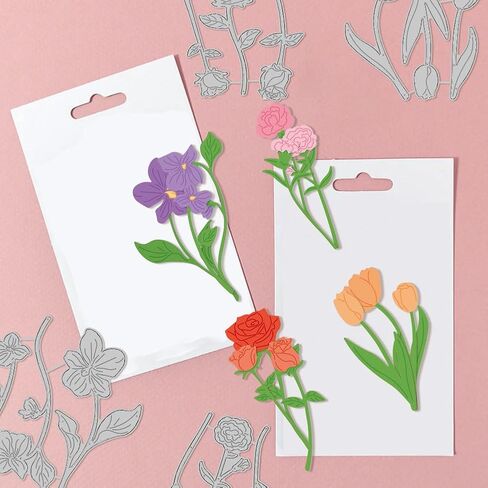 GLOBLELAND 2Pcs Art Flower Arrangements Cutting Dies Metal Floral Vases Die Cuts Embossing Stencils Template for Paper Card Making Decoration DIY Scrapbooking Album Craft Decor in Saudi Arabia