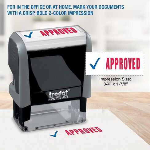 Trodat Stamp 4912 Office Printy with English Text FAXED – Self Inking, Red and Blue Ink, Impression Size 3/4" x 1-7/8" in Saudi Arabia