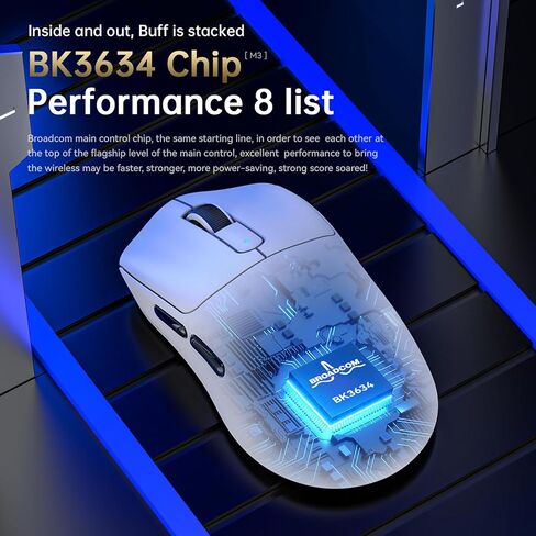 M3 Wireless Gaming Mouse with Lightweight 39g,PixArt PAW3395 PRO Sensor 40K DPI,Tri Mode-2.4G/Bluetooth/Wired,100M Clicks Micro Switch,Coiled Cable,Programmable for Win PC Mac(Black Tape) in Saudi Arabia