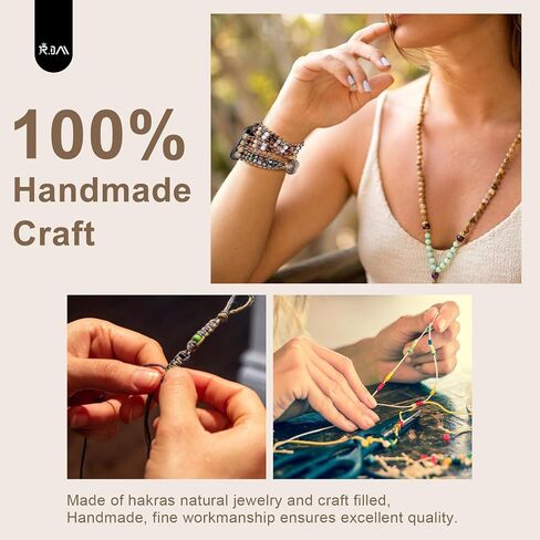 JR.DM Boho Beaded Band Women for Fitbit Versa 4/Versa 3/Sense 2/Sense Bands Natural Stone Bracelet Adjustable Handmade Braided Strap Smartwatch Replacement Wristband in Saudi Arabia