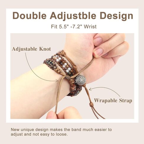 JR.DM Boho Beaded Band Women for Fitbit Versa 4/Versa 3/Sense 2/Sense Bands Natural Stone Bracelet Adjustable Handmade Braided Strap Smartwatch Replacement Wristband in Saudi Arabia