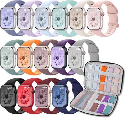 15 حزمة رياضية نطاقات متوافقة مع Apple Watch Band 38mm 40mm 41mm 42mm 45mm 44mm 46mm 49mm للنساء ، فرق Iwatch مع منظم التخزين لـ Iwatch Series10 9 8 7 6 5 4 3 2 1 Se Ultra in Kuwait