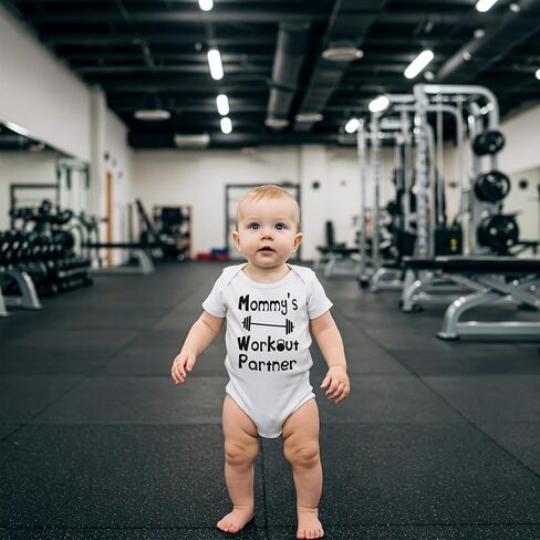 Reaxion Handmade Funny Baby Boy Girl Mommy's or Daddy's Workout Partner Bodysuits Clothes in Saudi Arabia