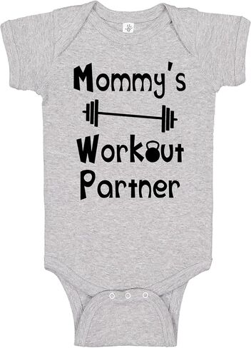 Reaxion Handmade Funny Baby Boy Girl Mommy's or Daddy's Workout Partner Bodysuits Clothes in Saudi Arabia