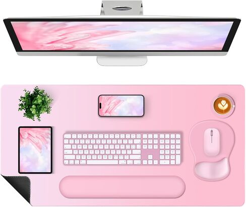 4-in-1 لوحة فأر كبيرة للألعاب ، لوحة راحة معصم لوحة المفاتيح ومجموعة Mousepad ، وسادة المكتب المكتبية الموسعة لمقاومة المياه لفتاة لعبة Decord Decord Decor in Kuwait