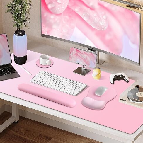 4-in-1 لوحة فأر كبيرة للألعاب ، لوحة راحة معصم لوحة المفاتيح ومجموعة Mousepad ، وسادة المكتب المكتبية الموسعة لمقاومة المياه لفتاة لعبة Decord Decord Decor in Kuwait