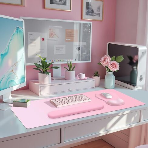 4-in-1 لوحة فأر كبيرة للألعاب ، لوحة راحة معصم لوحة المفاتيح ومجموعة Mousepad ، وسادة المكتب المكتبية الموسعة لمقاومة المياه لفتاة لعبة Decord Decord Decor in Kuwait