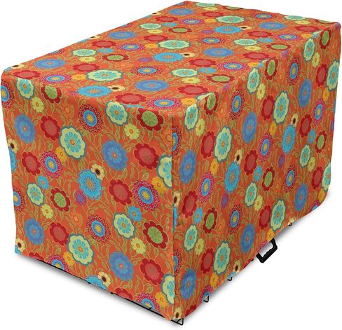 Ambesonne Abstract Geometry Dog Crate Cover, Style Motifs in Squares Rhythmic Arrangement, Easy to Use Pet Kennel Cover for Small Dogs Puppies Kittens, 18 Inch, Blue White in Kuwait