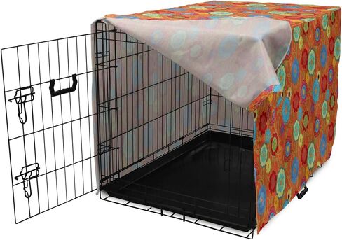 Ambesonne Abstract Geometry Dog Crate Cover, Style Motifs in Squares Rhythmic Arrangement, Easy to Use Pet Kennel Cover for Small Dogs Puppies Kittens, 18 Inch, Blue White in Kuwait
