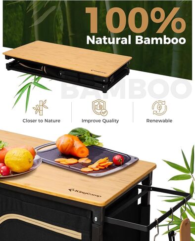 KingCamp Roll up Compact Folding Camping Table, 42.1"× 27.6"× 27.6", Silverblack in Saudi Arabia