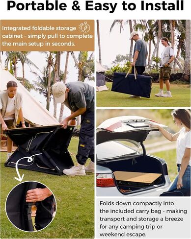 KingCamp Roll up Compact Folding Camping Table, 42.1"× 27.6"× 27.6", Silverblack in Saudi Arabia