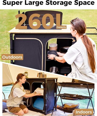 KingCamp Roll up Compact Folding Camping Table, 42.1"× 27.6"× 27.6", Silverblack in Saudi Arabia
