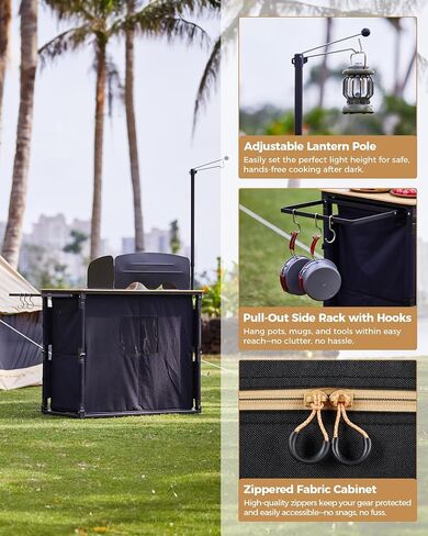 KingCamp Roll up Compact Folding Camping Table, 42.1"× 27.6"× 27.6", Silverblack in Saudi Arabia