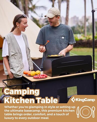 KingCamp Roll up Compact Folding Camping Table, 42.1"× 27.6"× 27.6", Silverblack in Saudi Arabia