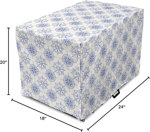 Ambesonne Abstract Geometry Dog Crate Cover, Style Motifs in Squares Rhythmic Arrangement, Easy to Use Pet Kennel Cover for Small Dogs Puppies Kittens, 18 Inch, Blue White in Kuwait