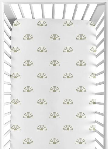 Sweet Jojo Designs White and Black Boho Rainbow Boy or Girl Fitted Crib Sheet Baby or Toddler Bed Nursery - Black and White Bohemian Celestial Sky Outdoors Nature Gender Neutral in Saudi Arabia