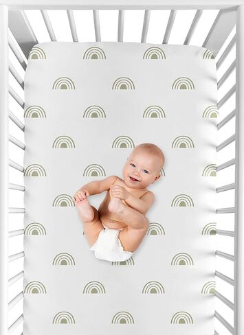 Sweet Jojo Designs White and Black Boho Rainbow Boy or Girl Fitted Crib Sheet Baby or Toddler Bed Nursery - Black and White Bohemian Celestial Sky Outdoors Nature Gender Neutral in Saudi Arabia
