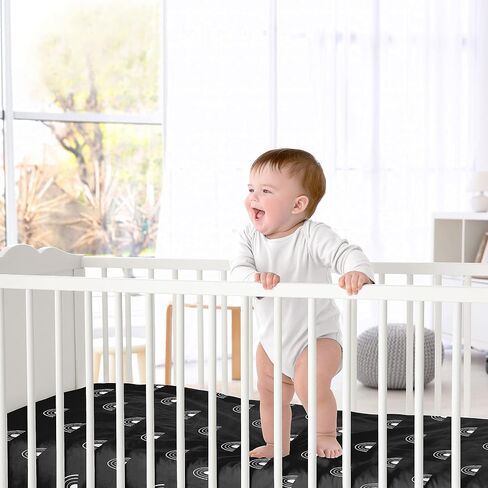 Sweet Jojo Designs White and Black Boho Rainbow Boy or Girl Fitted Crib Sheet Baby or Toddler Bed Nursery - Black and White Bohemian Celestial Sky Outdoors Nature Gender Neutral in Saudi Arabia