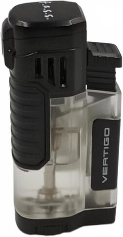 Stinger Quad Torch Lighter with Built-in Punch Cutter – Wind-Resistant, Refillable Butane Lighter for Cigars and More by Lotus Vertigo (Clear) in Kuwait