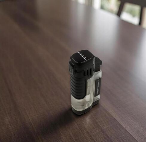Stinger Quad Torch Lighter with Built-in Punch Cutter – Wind-Resistant, Refillable Butane Lighter for Cigars and More by Lotus Vertigo (Clear) in Kuwait