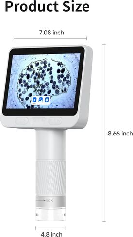 Handheld Digital Microscope with 4.3" IPS Screen, 1600X HD USB Pocket Microscope for Kids, 8 LED Lights Adjustable-Grey in Kuwait