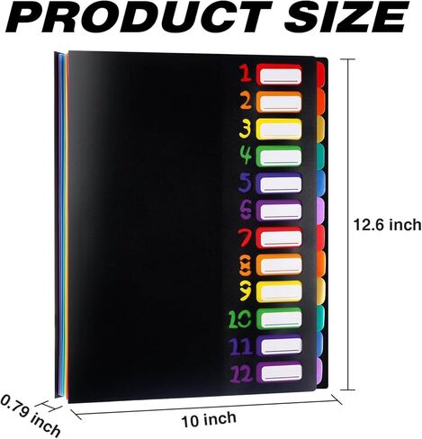 Shappy 12 Pocket Expanding File Folder with Rainbow File Folders Organizer Multicolored Pockets A4 Size Document Organizer for Students Offices(A4/Letter Size) in Saudi Arabia