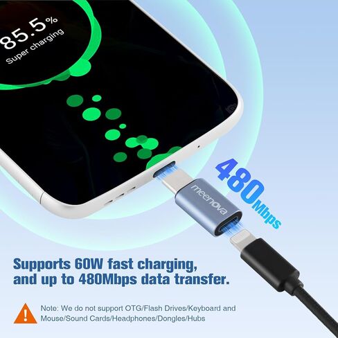 2 حزمة 60W الإناث الإناث الخفيف إلى محول الذكور USB-C 20V2.25A الشحن السريع متوافق مع iPhone15 Series Surface Pro ومزيد in Kuwait
