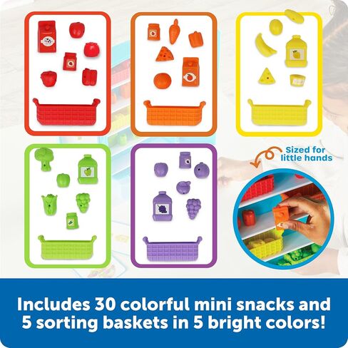 Learning Resources Sorting Snacks Mini Fridge ,51 Pieces, Ages 3+, Toddler Toys, Educational Toys, Snack Toys,Plastic Food Toys,Kids Kitchen Accessories in Kuwait