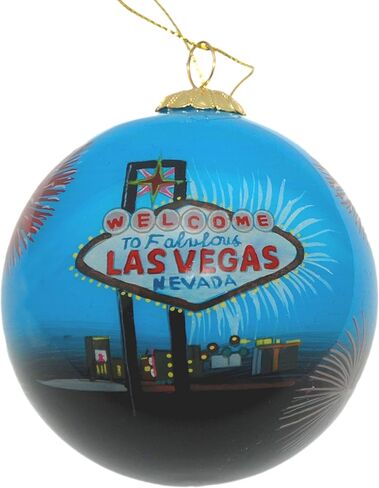 Blown Glass Christmas Ornament | Welcome Sign Las Vegas | Hand Painted Inside | Original Art | Includes Gift Box in Kuwait