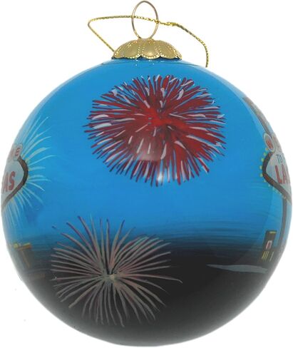 Blown Glass Christmas Ornament | Welcome Sign Las Vegas | Hand Painted Inside | Original Art | Includes Gift Box in Kuwait