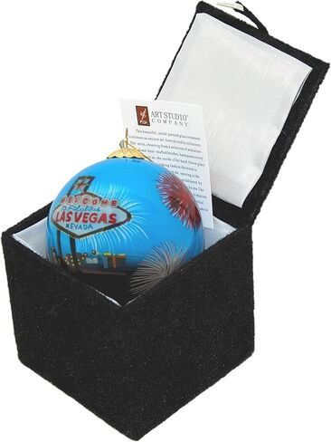 Blown Glass Christmas Ornament | Welcome Sign Las Vegas | Hand Painted Inside | Original Art | Includes Gift Box in Kuwait