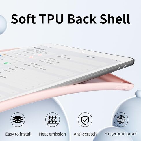 Case for iPad 9th/8th/7th Generation 10.2 Inch (2021/2020/2019) with Pencil Holder, Slim Trifold Stand Smart Case with Soft TPU Back, Auto Wake/Sleep, Light Pink in Kuwait