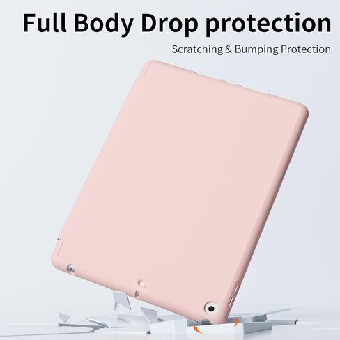 Case for iPad 9th/8th/7th Generation 10.2 Inch (2021/2020/2019) with Pencil Holder, Slim Trifold Stand Smart Case with Soft TPU Back, Auto Wake/Sleep, Light Pink in Kuwait