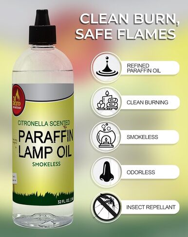 Ner Mitzvah Citronella Scented Lamp Oil, 1 Gallon - Smokeless and Odorless Insect and Mosquito Repellent Paraffin Lamp Oil for Indoor and Outdoor Lanterns, Torches, Oil Candle in Saudi Arabia