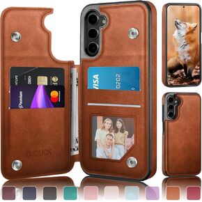 Designed for Samsung Galaxy S23 Case Wallet with Card Holder, [Magnetic Clasp Cover] [RFID Blocking Leather Protection] Shockproof Women Men Cases for Samsung S23 Light Brown in Kuwait