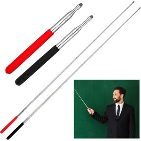 2 Pack Teacher Pointer Stick Retractable 39.5'', Handheld Presenter Whiteboard Pointer with Smooth Sensitive Tablet Pen Stylus Pen Teaching Guiding Wand for School Office Classroom Presentation