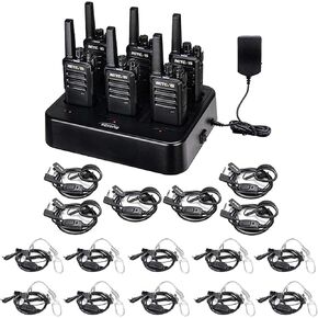 RETEVIS RT68 Walkie Talkies مع سماعة الأذن (6 عبوات) مع سماعة الأذن Talkie (10 حزمة) ， أجهزة الراديو المحمولة في اتجاهين قابلة لإعادة الشحن ، مع شاحن متعدد الوحدات ، 6 طرق ، مجانية اليدين