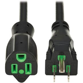 Tripp Lite Safe-IT Medical Hospital-Grade 5-15P-HG to 5-15R-HG Power Cord, Green Dot, 13 Amps 125 Volts, 16 AWG, 10 Feet / 3 Meters, Lifetime Limited Manufacturer's Warranty (P022AB-010-HG)