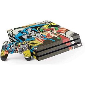 Skinit Decal Gaming Skin Compatible with PS4 Pro Console and Controller Bundle - Officially Licensed Warner Bros Batman and Robin Vintage Design