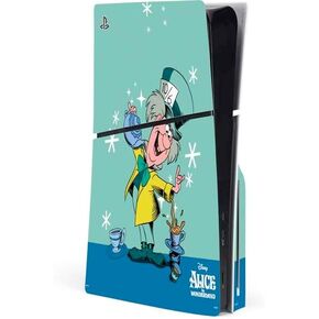 Skinit Decal Gaming Skin Compatible with PS5 Slim Disk Console - Officially Licensed Disney Alice in Wonderland (Animated) Silhouette Pattern Design
