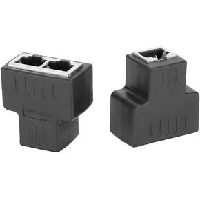 فاصل كابل Ethernet ، فاصل منفذ Ethernet 1 في 2 Out RJ45 واجهة أنثى موصل شحوم الموصل الفاصل مع 2pcs محول كابل Ethernet LAN للإنترنت