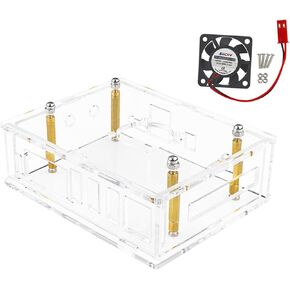 Clear Case Motherboard Shell W/Fan Heat Sink for Orange Pi 5 Plus