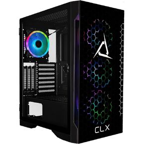 CLX Spear ATX Mid-Tower, Tempered Glass Front and Full Size Window, Black, No PSU