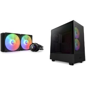 NZXT Kraken 280 RGB - RL-KR280-B1-280mm AIO CPU Liquid Cooler & H5 Flow RGB Compact ATX Mid-Tower PC Gaming Case – High Airflow Perforated Front Panel – Tempered Glass Side Panel