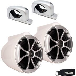 Icon Sounds Icon 8 -W FC SA V2 - ICON8 أبيض - Series 8 "مكبرات صوت Coaxial Tower ، زوج مع المشابك الفضية الثابتة من الألومنيوم (زوج)
