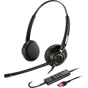 Arama 2-Pack USB Headset with Microphones for PC, Computer, Laptop - Clear Sound Quality with Mute Button & Volume Control - Ideal for Streaming, Office, Zoom Calls