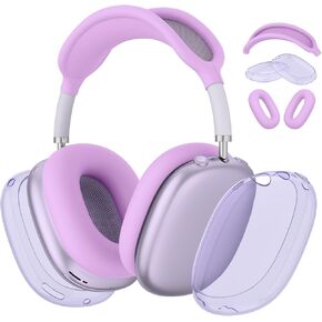 Silicone Case Cover for AirPods Max Headphones, Clear Soft TPU Ear Cups/Ear Pad Case/Headband Cover for Apple AirPods Max (2024/2020) (Clear White)