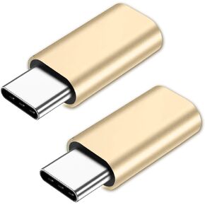 2Pack Lightning to USB C Adapter for iPhone15,PD Fast Charging Compatible with iPhone 15 Series/MacBook/Laptop/iPad/Samsung and More Type C Devices,Support Data Transmission,Compact Design-Golden